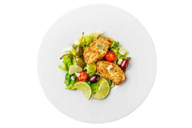 Salada colorida com mix de folhas e nozes.